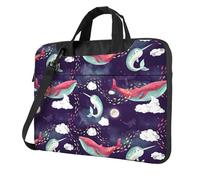 FBGHHTY Borsa sveglia e leggera funzionale del computer portatile della stampa della balena insacca per il vario computer portatile, Nero , 14 inch