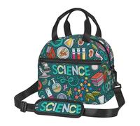 FBGHHTY Borsa termica per il pranzo alla moda con stampa a tema scienza dei cartoni animati grande capacità borsa termica tote tasca pasti bevande snack