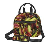 FBGHHTY Borsa termica per il pranzo alla moda, con stampa di piante carnivore, grande capacità, con tasca per pasti, bevande, snack