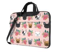 FBGHHTY Bulldog francese e fiori stampa borsa funzionale per computer portatile carino e leggero per vari computer portatili, Nero , 13 inch