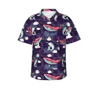 FBGHHTY Camicia hawaiana da uomo con stampa balena, adatta per vacanze al mare e gite estive, Nero , XXL