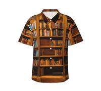 FBGHHTY Camicia hawaiana da uomo con stampa di libri, adatta per vacanze al mare e gite estive, Nero , M