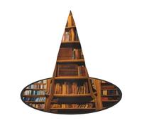 FBGHHTY Cappello da strega unisex con stampa di libri, pieghevole, per carnevale, feste in maschera ed eventi cosplay