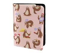 FBGHHTY Carino bradipo stampa uomo e donna elegante 5.5 pollici passaporto viaggio documento custodia portafoglio sicuro accessorio