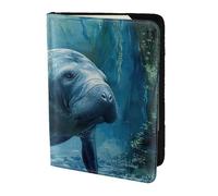 FBGHHTY Cartella portadocumenti da viaggio con stampa di manatee animali da uomo e donna, elegante, 14 cm, accessorio sicuro