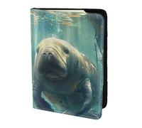 FBGHHTY Cartella portadocumenti da viaggio con stampa di manatee animali da uomo e donna, elegante, 14 cm, accessorio sicuro