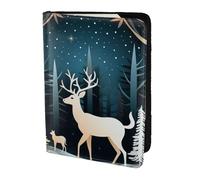 FBGHHTY Cartella portadocumenti da viaggio per passaporto con stampa di cervi e albero di Natale, da uomo e donna, elegante, 14 cm, accessorio sicuro