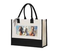 Fbghhty Cavalli Che Corrono Stampa Artistica Eco-Friendly Tela Tote Bag Regalo Per Le Donne Grande Capacità Viaggi Scuola Ufficio