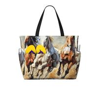 FBGHHTY Cavalli che corrono stampa artistica impermeabile spiaggia borsa da viaggio leggera vacanze estive campeggio attività all'aperto