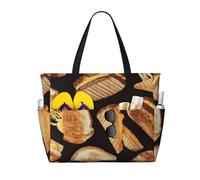 FBGHHTY Cheese Sandwich Stampa Impermeabile Spiaggia Borsa Da Viaggio Leggero Estate Vacanze Campeggio Attività All'aperto