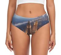 FBGHHTY città foto notte Stampa Ladies Slip Traspirante Flessibilità Biancheria Intima Copertura Completa Morbidezza Routine Quotidiana, Nero , S