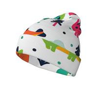 FBGHHTY Colorful Dinosaurs1 Stampa Caldo Cappello In Maglia Pieghevole Beanie Uomo Donna Casa Attività All'aperto Casual Visual Cap Nero