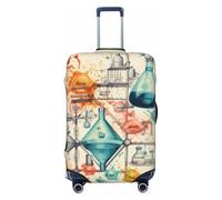 Fbghhty Copertura universale della valigia della stampa della chimica per la copertura di viaggio elastica lavabile della copertura di viaggio della protezione dei bagagli, Nero , M