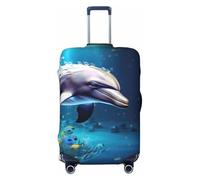 Fbghhty Copertura universale per valigia da viaggio, elastica, lavabile, con stampa di delfini 3D, Nero , XL