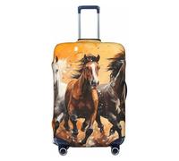 FBGHHTY Copertura universale per valigie con stampa artistica di cavalli che corrono, protezione da viaggio, lavabile, estensibile, Nero , S, Bagaglio a mano