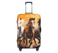 Fbghhty Copertura universale per valigie da viaggio con stampa artistica di cavalli che corrono, elastica, lavabile, protezione per bagagli, Nero , M