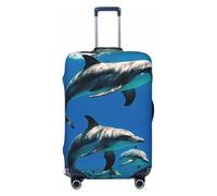 Fbghhty Copertura universale per valigie da viaggio con stampa di delfini, elastica, lavabile, protezione per bagagli, Nero , L