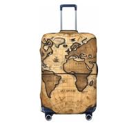 Fbghhty Copertura universale per valigie da viaggio con stampa di mappamondo antica mappa del mondo, elastica, lavabile, protezione per bagagli, Nero , S