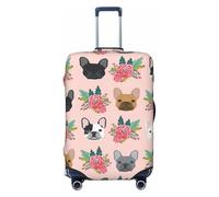 Fbghhty Copertura universale per valigie da viaggio, elastica, lavabile, motivo: bulldog francese e fiori, protezione per bagagli, Nero , XL