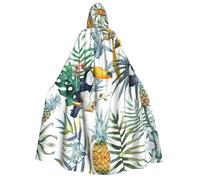 Fbghhty Costume medievale con cappuccio con foglie tropicali e uccellino, costume per Halloween, per adulti, uomini, donne, carnevale, feste, cosplay