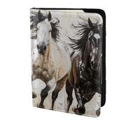 FBGHHTY Custodia a portafoglio per passaporto, con stampa artistica di cavalli che corrono, da uomo e donna, elegante, 14 cm, accessorio sicuro