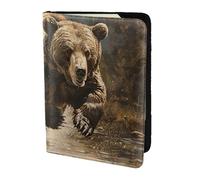 FBGHHTY Custodia a portafoglio per passaporto da viaggio con stampa orso che corre da uomo e donna, elegante, 14 cm, accessorio sicuro