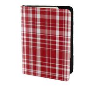 FBGHHTY Custodia a portafoglio per passaporto da viaggio con stampa scozzese rossa e nera, per uomo e donna, elegante, 14 cm, accessorio sicuro