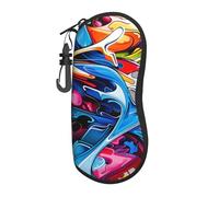 FBGHHTY Custodia per occhiali da sole con stampa di graffiti, unisex, in morbido guscio, versatile