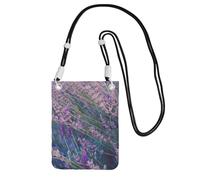 FBGHHTY Elegante borsa a tracolla per telefono con stampa viola lavanda per corsa, escursionismo, ciclismo, festival, uso quotidiano, Nero , Taglia unica