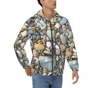 FBGHHTY Felpa con cappuccio da uomo con stampa di ciottoli, con tasche, comoda per casa, lavoro, viaggio, Nero , 3XL