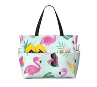 FBGHHTY Flamingo Ice Cream Fruit Print Impermeabile Beach Travel Bag Leggero Estate Vacanze Campeggio Attività all'aperto