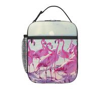 FBGHHTY Flock of Pink Flamingos On The Beach Print Elegante borsa portatile per il pranzo, versatile, per tutte le stagioni, picnic, pasti, lavoro, scuola