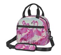 FBGHHTY Flock of Pink Flamingos on the Beach Print Elegante borsa termica per il pranzo, grande capacità, tasca per pasti, bevande, snack
