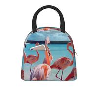 FBGHHTY Flock of Pink Flamingos On The Beach Print Insulated Lunch Bag Leakproof Reusable Portable Tote Work School Picnic Students