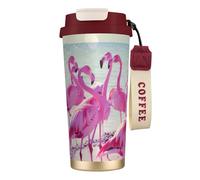 FBGHHTY Flock of Pink Flamingos On The Beach Print Tazza da caffè in acciaio inox tazza da viaggio Home Office Outdoor Camping Bevande Container