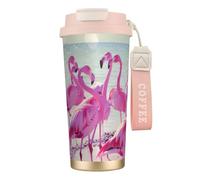 FBGHHTY Flock of Pink Flamingos On The Beach Print Tazza da caffè in acciaio inox tazza da viaggio Home Office Outdoor Camping Bevande Container