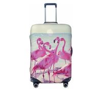 Fbghhty Flock of Pink Flamingos on The Beach Print Universal Valigia Cover per Viaggio Elastico Lavabile Copertura di Viaggio Protezione Bagagli, Nero , XL