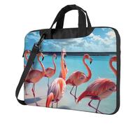 FBGHHTY Flock Of Pink Flamingos On The Beach Stampa Funzionale Laptop Borse Carino E Leggero Computer Bag Per Vari Laptop, Nero , 15.6 inch