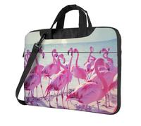 FBGHHTY Flock Of Pink Flamingos On The Beach Stampa Funzionale Laptop Borse Carino E Leggero Computer Bag Per Vari Laptop, Nero , 13 inch
