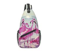 FBGHHTY Flock of Pink Flamingos on the BeachPrint Cross Chest Bag for Men Women Sling Backpack Daily Work Outdoor Adventures Travel