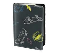 FBGHHTY Graffiti Skateboard Stampa Uomini e Donne Elegante 5.5 "Passaporto Viaggio Documenti Custodia Custodia Sicuro Accessorio