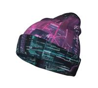 FBGHHTY Hacker Era Stampa Caldo Cappello In Maglia Pieghevole Beanie Uomo Donna Casa Attività All'aperto Casual Visual Cap Nero