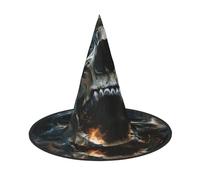 FBGHHTY Horror Ghost Skull Print Unisex Halloween Witch Hat Pieghevole per Carnevale Maschere ed eventi Cosplay