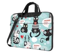 FBGHHTY I gatti bianchi e neri stampano la borsa funzionale del computer sveglio e leggero delle borse del computer portatile per il v, Nero , 14 inch