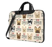 FBGHHTY I Love French Bulldog Print Functional Laptop Bags Cute And Lightweight Computer Bag For Various Laptop, Nero , 14 inch