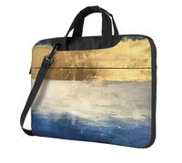 FBGHHTY Il computer portatile funzionale della stampa bianca blu dell'oro insacca la borsa sveglia e leggera del computer per il vario, Nero , 15.6 inch