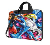 FBGHHTY Il computer portatile funzionale della stampa del disegno dei graffiti insacca la borsa sveglia e leggera del computer portatile per il, Nero , 15.6 inch