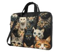 FBGHHTY Il computer portatile funzionale della stampa del gatto insacca la borsa sveglia e leggera del computer per il v, Nero , 13 inch