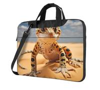 FBGHHTY Il computer portatile funzionale della stampa del geco del leopardo della sabbia insacca la borsa sveglia e leggera del computer per vari, Nero , 14 inch