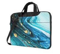 FBGHHTY Il computer portatile funzionale della stampa del marmo blu turchese dell'oro insacca la borsa sveglia e leggera del computer portatile per il, Nero , 15.6 inch